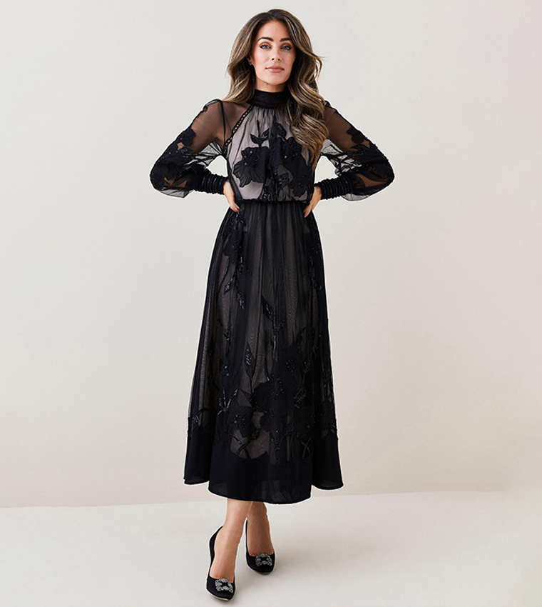 lydia millen floral applique mesh woven midi dress 13TH FEBRUARY 2023