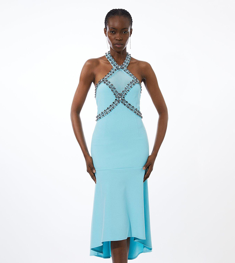 KAREN MILLEN 日本未入荷 タイト ミディドレス デニム 無地 Karen Millen☆The Founder/ベルト付き ミディドレス♪送料込