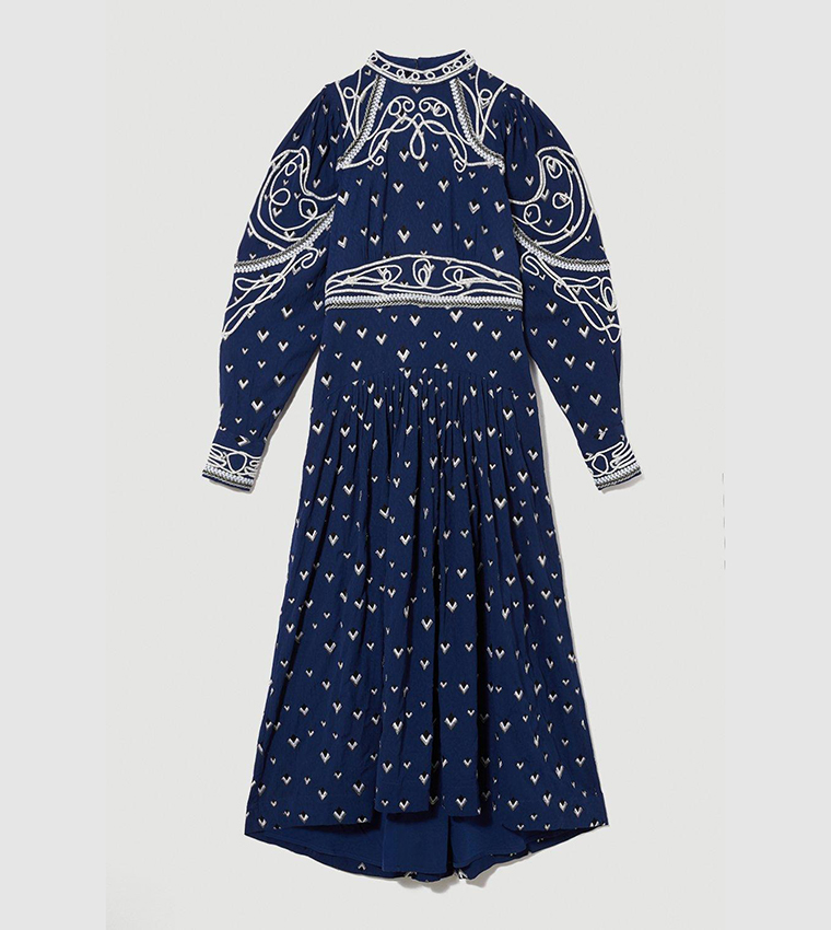 green emerald velvet dress Kvina floral-embroidered tiered ruffled midi dress