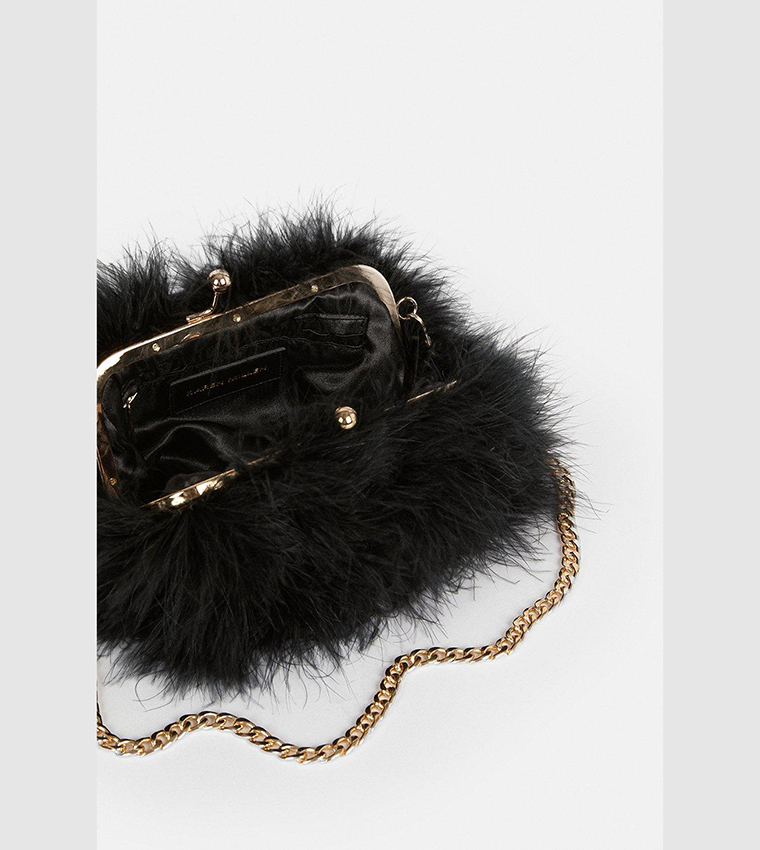 Buy Karen Millen Small Feather Clutch Bag With Chain Link In Black