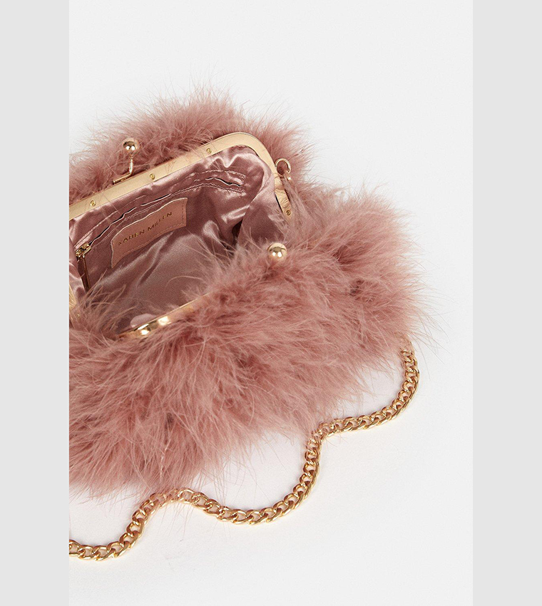 Buy Karen Millen Small Feather Clutch Bag With Chain Link In
