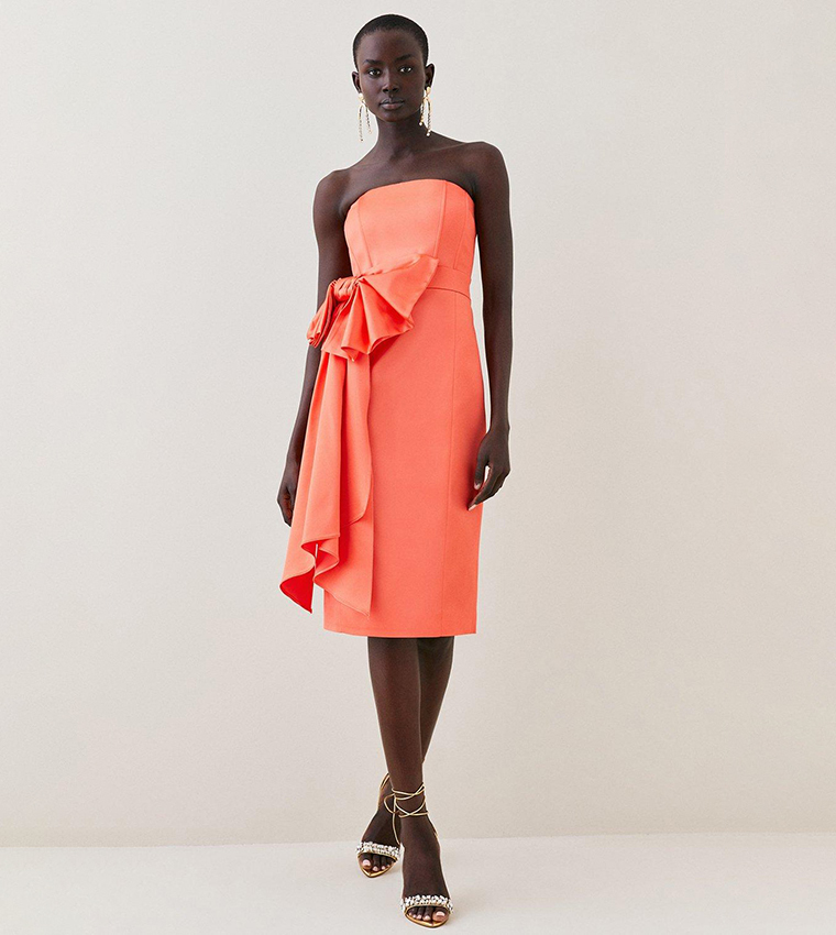 Oasis coral cheap bow dress