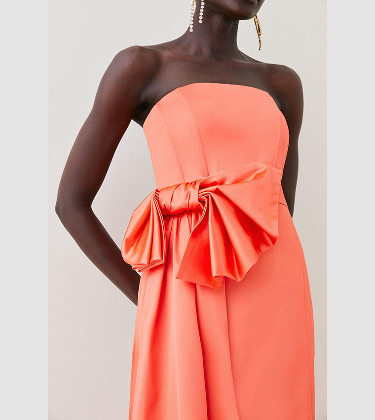 Buy Karen Millen Italian Structured Satin Bandeau Bow Detail