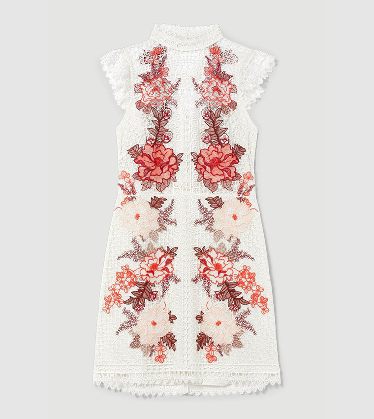 Buy Karen Millen Rose Guipure Lace Embroidered Mini Dress In Rose 6thStreet Qatar