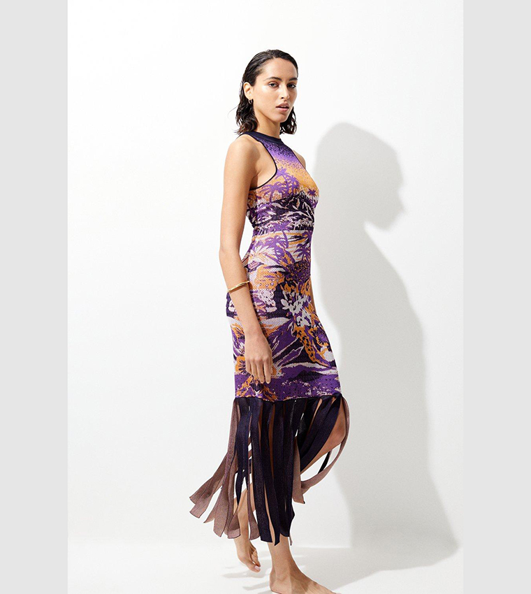 Buy Karen Millen Sleeveless Slinky Jacquard Cut Out Back