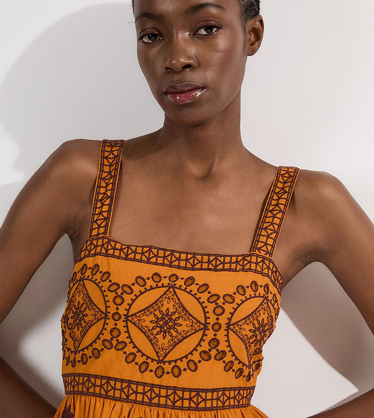 Petite Embroidered Woven Midaxi Dress