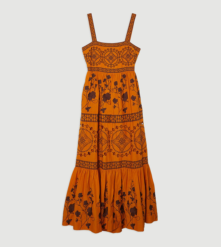 Petite Embroidered Woven Midaxi Dress