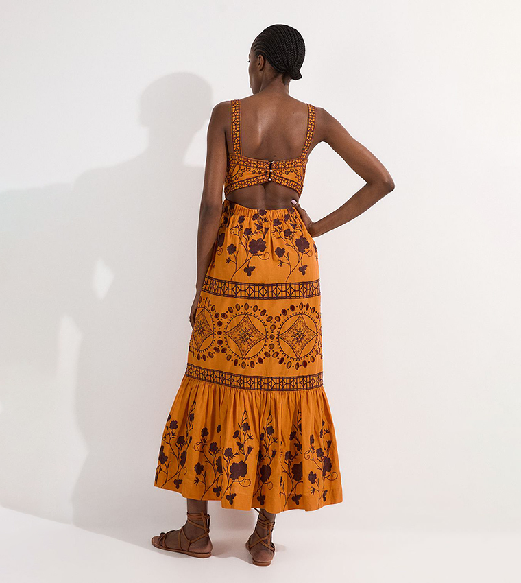 Petite Embroidered Woven Midaxi Dress