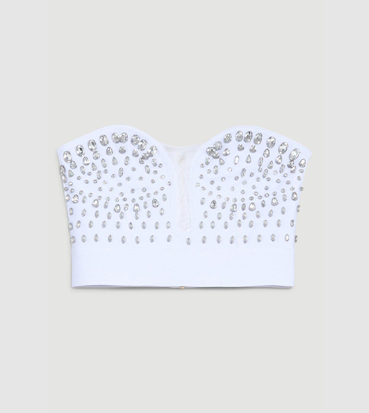 Buy Karen Millen Crystal Embellished Corset Top In White 6thstreet Uae