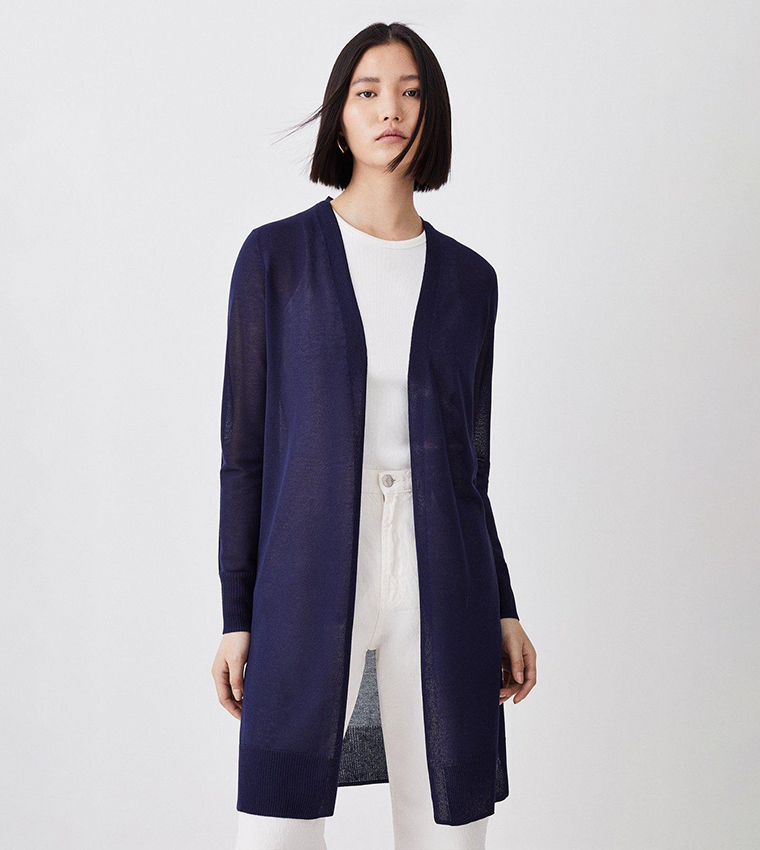 Buy Karen Millen Lightweight Knitted Edge To Edge Longline Cardigan In Navy 6thStreet Kuwait