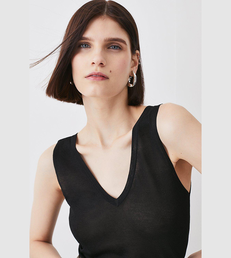 Buy Karen Millen Viscose Blend Lightweight Knit Vest Top In Black
