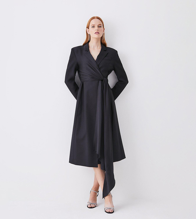 Buy Karen Millen Tailored Wrap Belted Midi Dress In Black 6thStreet Saudi Arabia