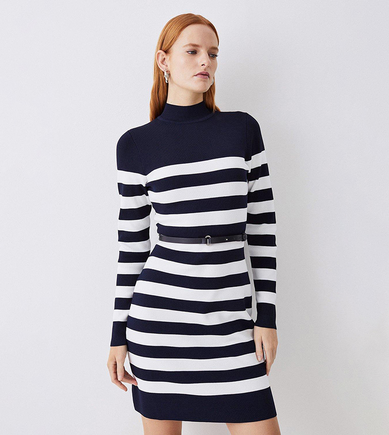 Karen millen sales stripe knit dress