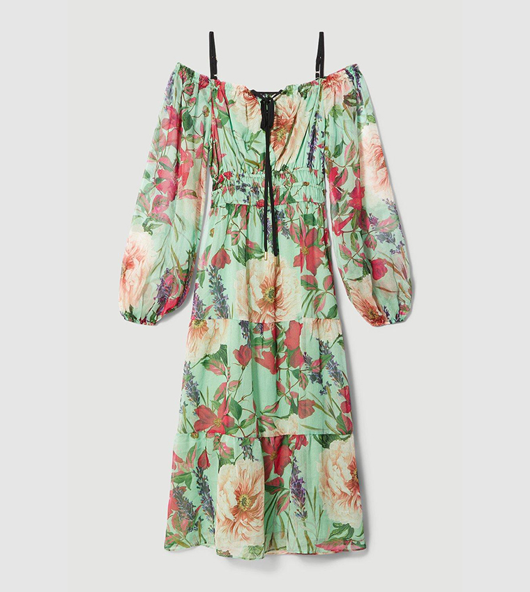 GARDEN BLOOM WOVEN MIDI DRESS