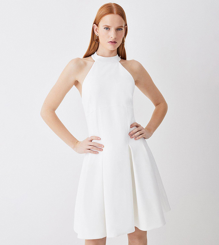 Buy Karen Millen Tailored Pleated Halter Mini Dress In Ivory 6thStreet Bahrain