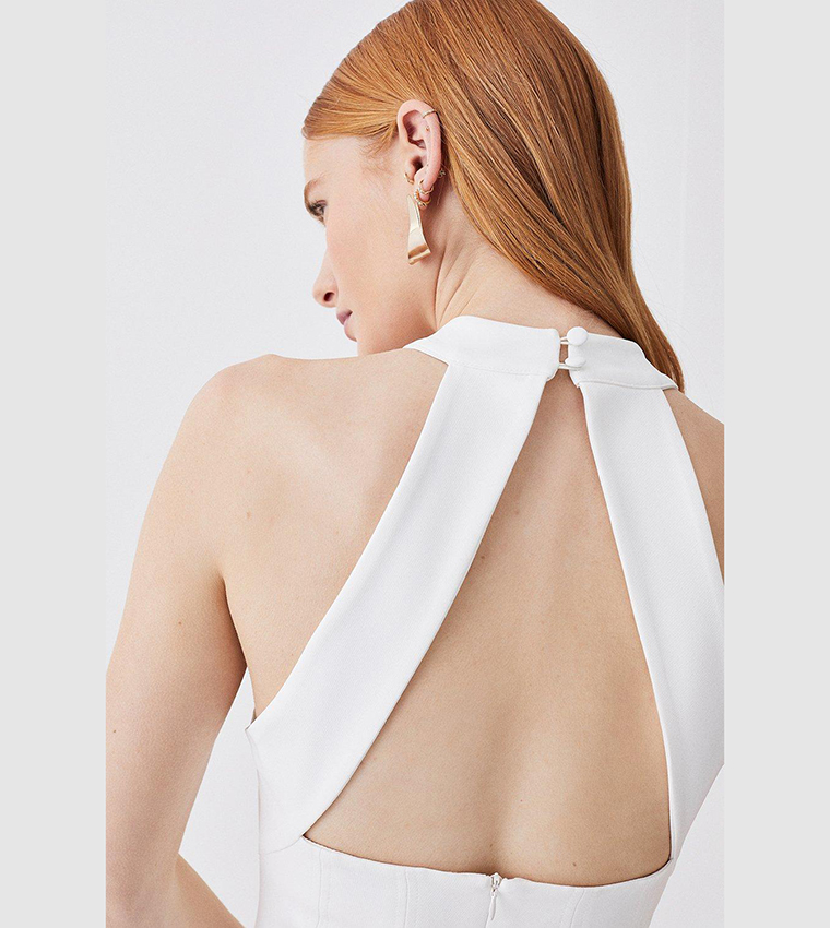 Buy Karen Millen Tailored Pleated Halter Mini Dress In Ivory | 6thstreet  Oman