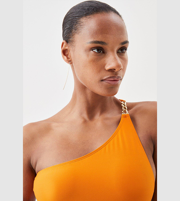 Buy Karen Millen One Shoulder Chain Strap Cut Out Swimsuit