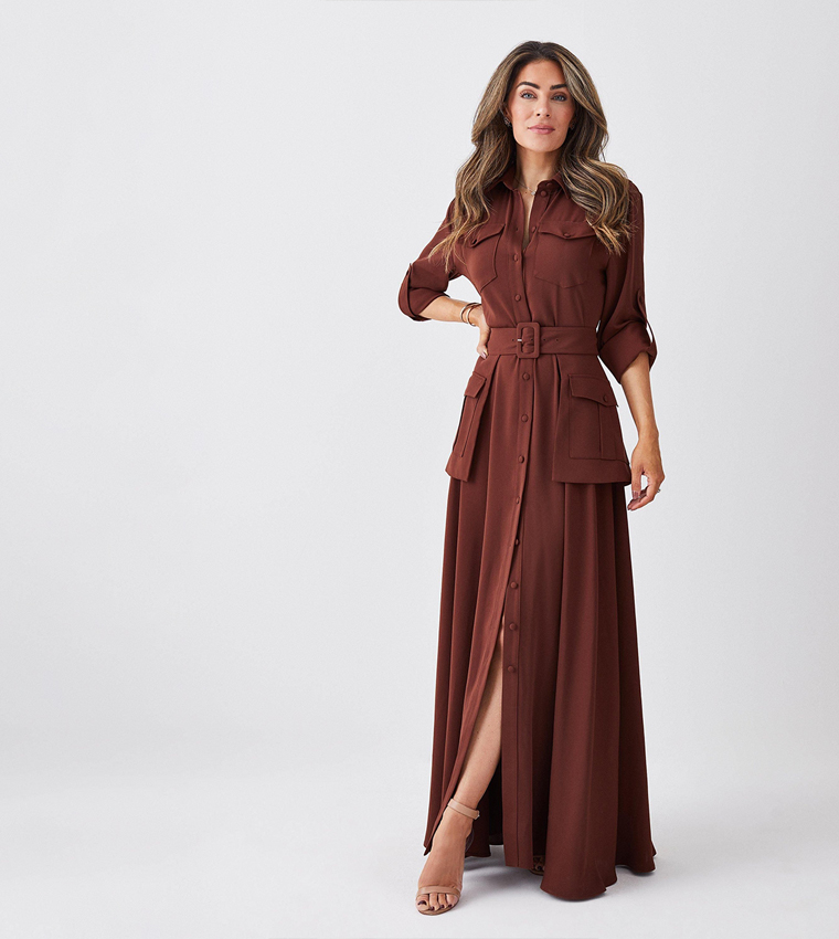 lydia millen tie belted midaxi dress