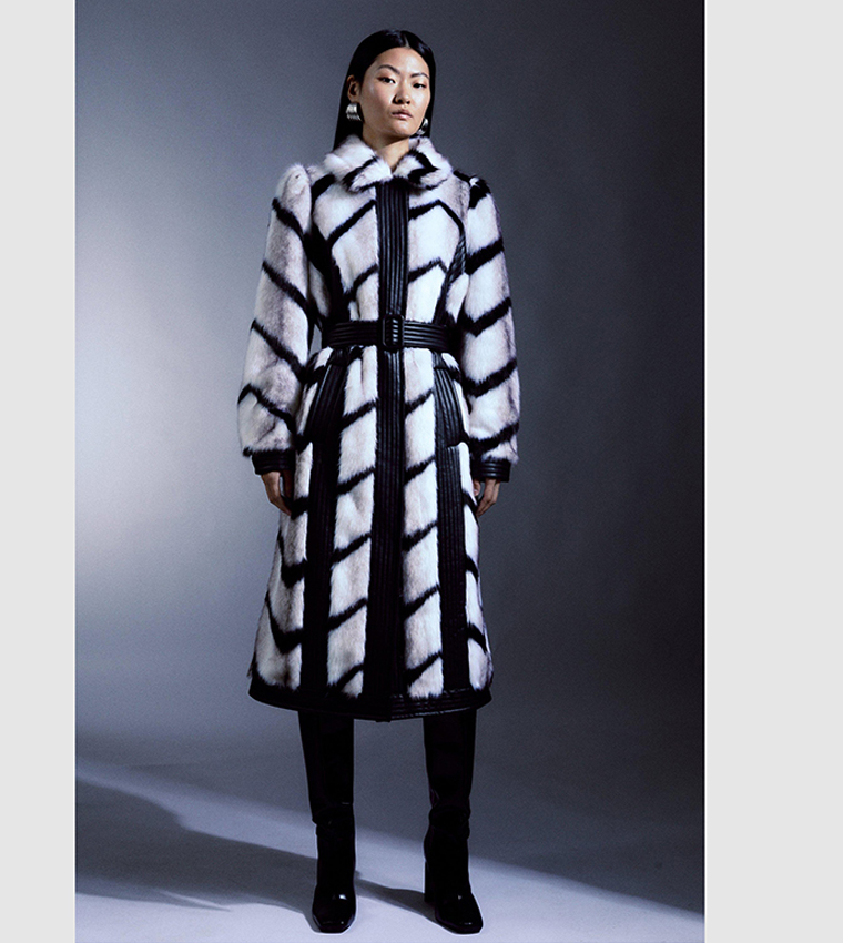 Karen millen textured hot sale longline coat