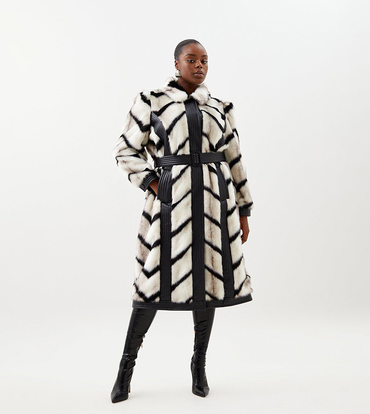 Karen millen white sales faux fur coat