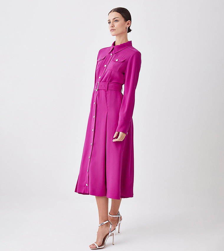 Buy Karen Millen Petite Soft Tailored Pleat Panel Sleeved Belted