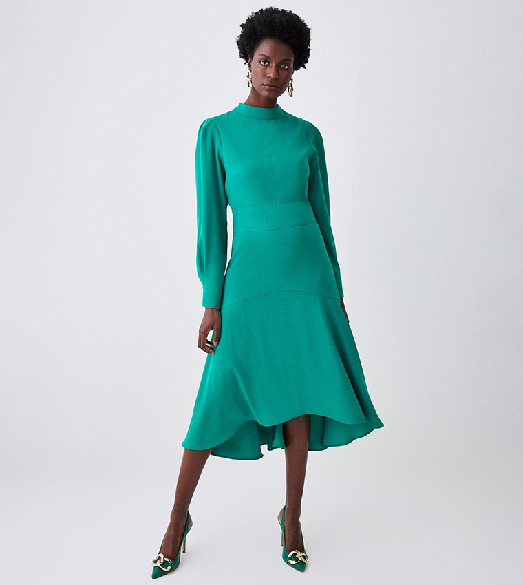 Buy Karen Millen Tall Soft Tailored High Low Sleeved Midi Dress In Green 6thStreet Oman