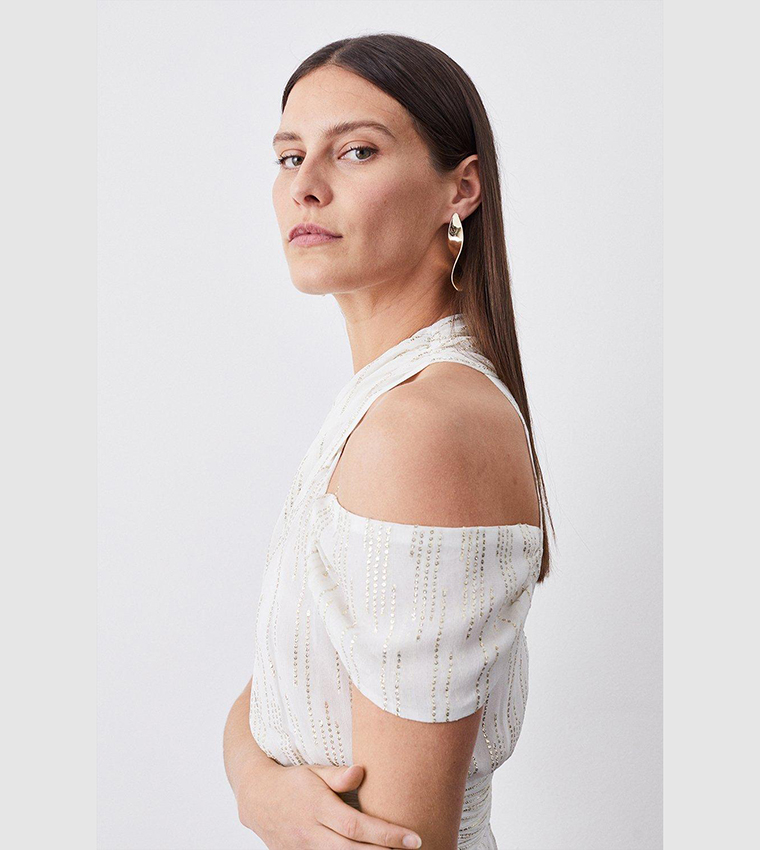 関税込 特価/完売前に【KAREN MILLEN】モノラル マキシドレス 日本未入荷☆Karen Millen レーストップマキシドレス