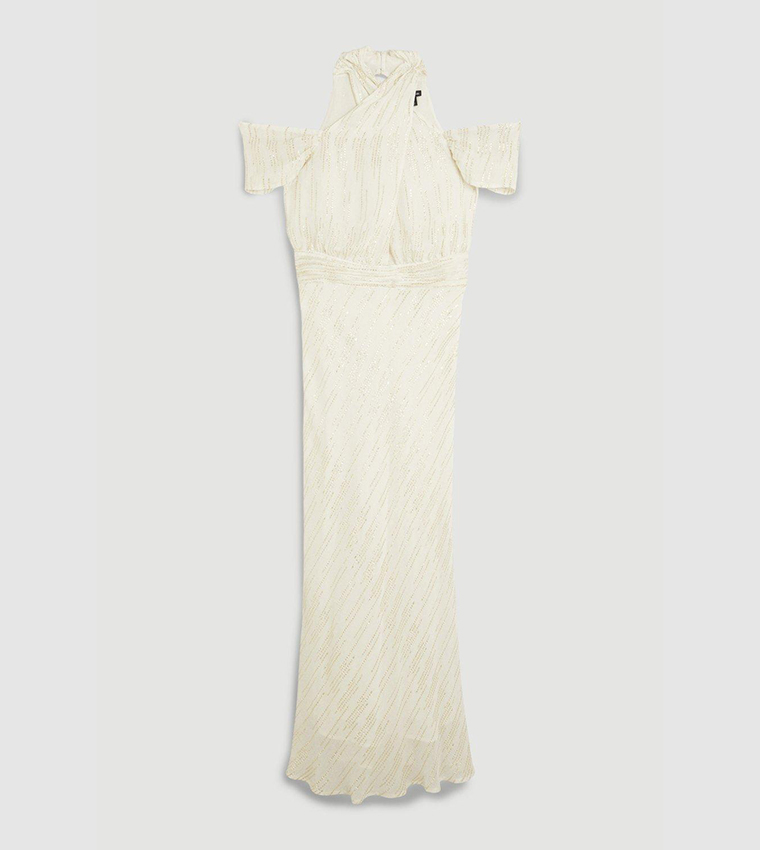 Buy Karen Millen Metallic Thread Halter Neck Woven Midi In