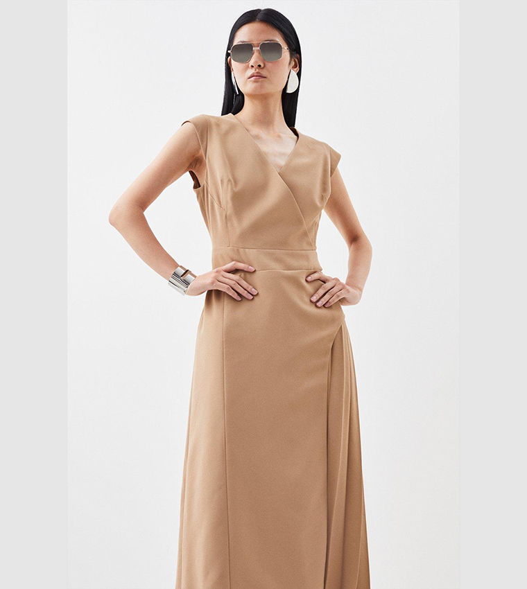 karen millen military pleat dress Black Petite Military Pleat Sleeveless Midi Dress