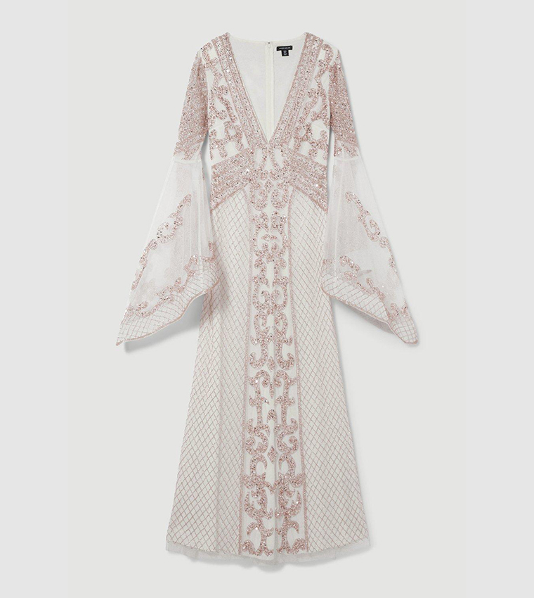 【KAREN MILLEN】装飾付き着物袖ビーズ織りマキシドレス 関税込 Buy Karen Millen Embellished Kimono Sleeve Beaded Maxi Dress