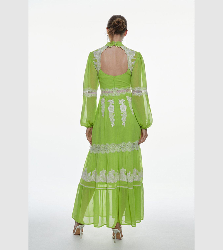 Buy Karen Millen Mixed Lace Embroidered Midaxi Dress In Lime 6thStreet Oman