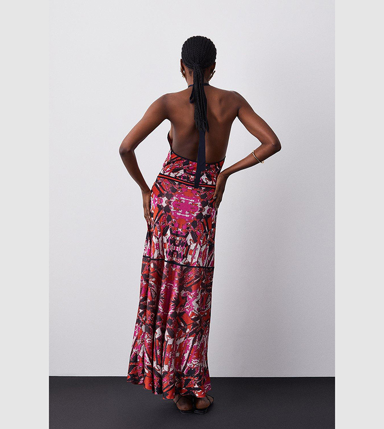 Slinky Knit Jacquard Geo Maxi Column Dress