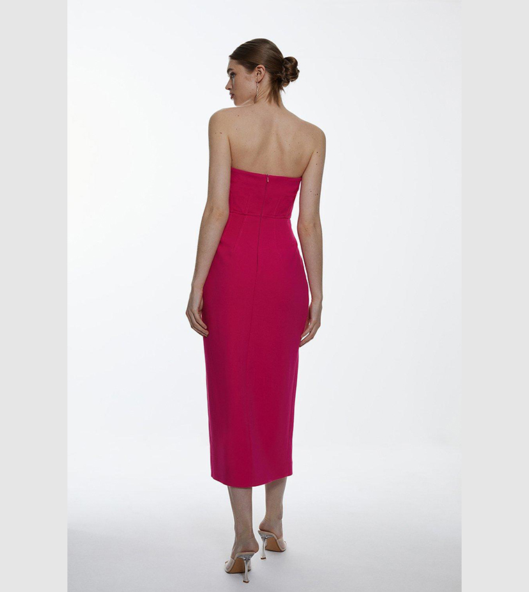 Buy Karen Millen Tall Compact Stretch Corset Seamed Midi Dress In Pink