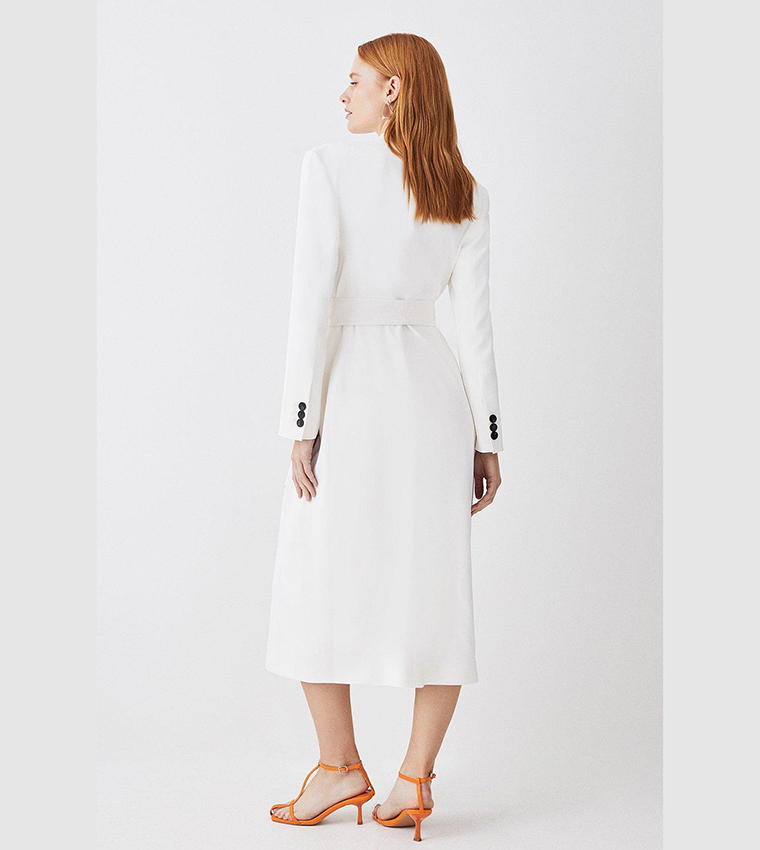 Buy Karen Millen Drape Belted Long Sleeve Soft Tailored Midi Dress 