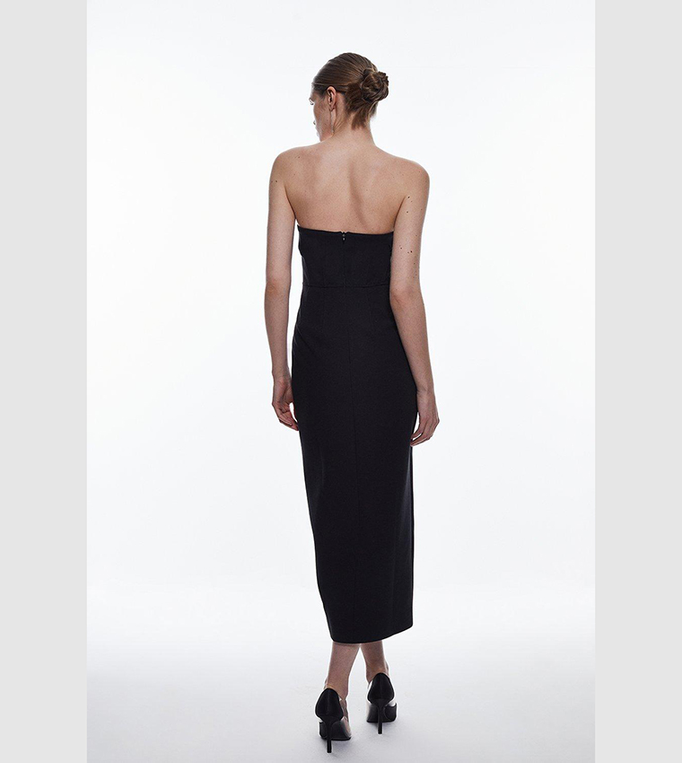 Buy Karen Millen Compact Stretch Corset Seamed Bandeau Midi Dress