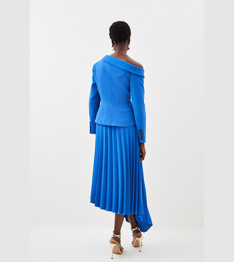 tailored crepe asymmetric pleated midi dress KarenMillen Petite Tailored Crepe Asymmetric Pleated Midi Dress