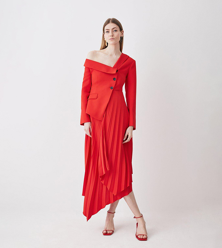 tailored crepe asymmetric pleated midi dress Long Pastel A-Line Prom Dress with Sequin Embroidery PromGirl