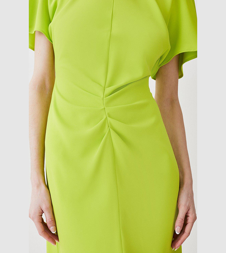 slim fit dress slacks Sexy One Shoulder Lace Mesh Ruffles Fold Sleeveless Backless Bodycon High Quality Dress Green / L main image 1
