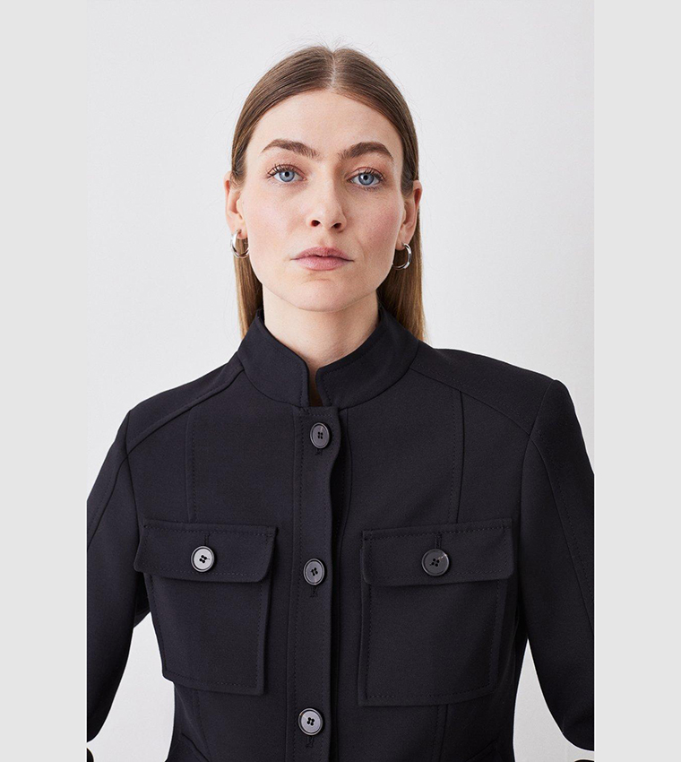 Buy Karen Millen Compact Stretch Military Jacket In Black | 6thStreet ...