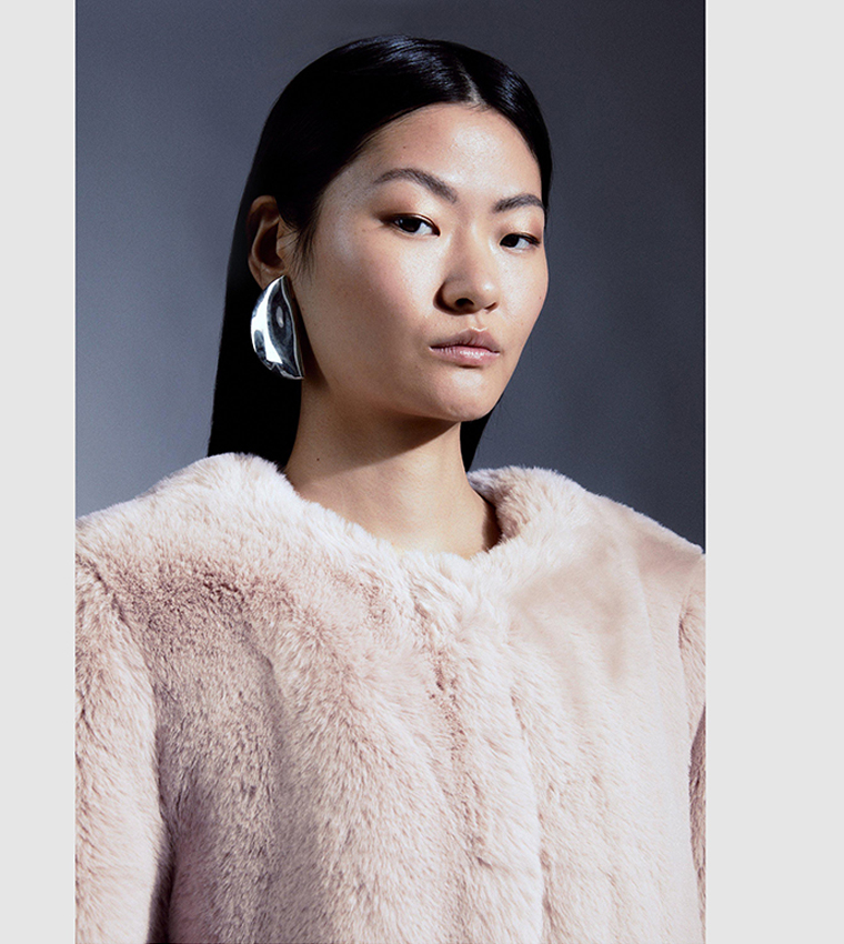 Faux Fur Collarless Jacket