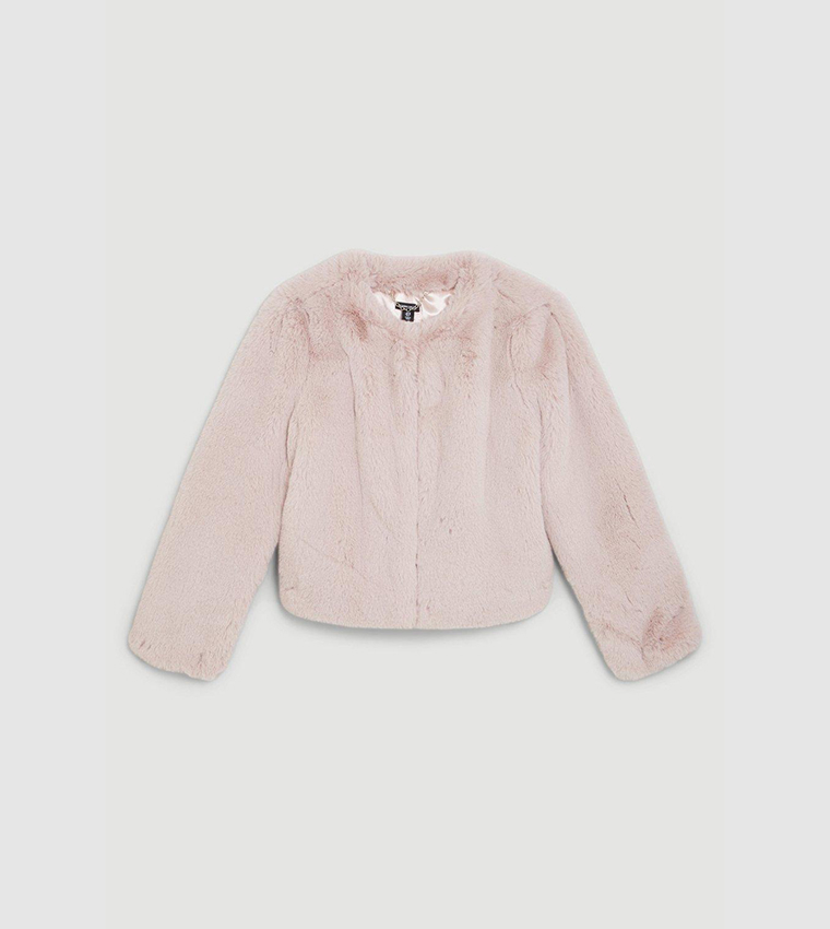 Faux Fur Collarless Jacket