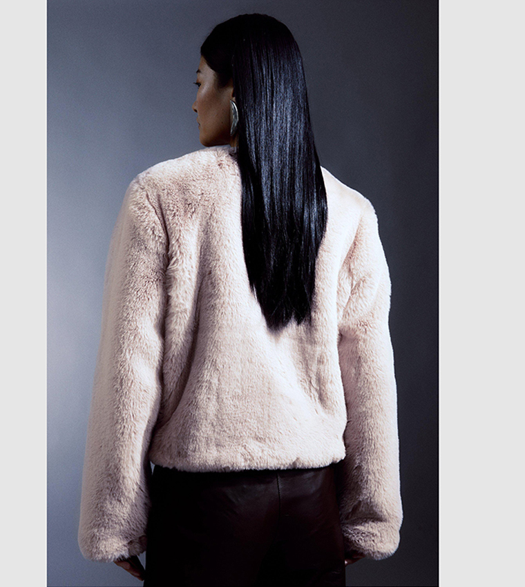Classic Karen Millen Faux fur jacket UK8 Leopard print JB006