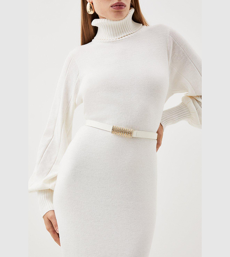 Leather Diamante Buckle Belt