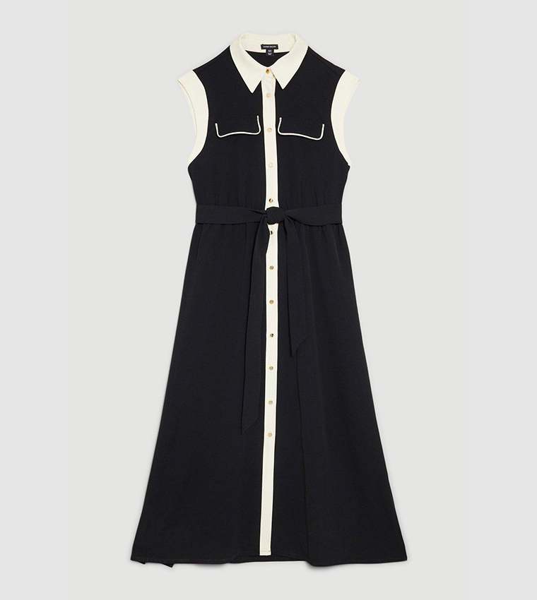 BERRY PETAL WOVEN MIDI SHIRT DRESS main image 1