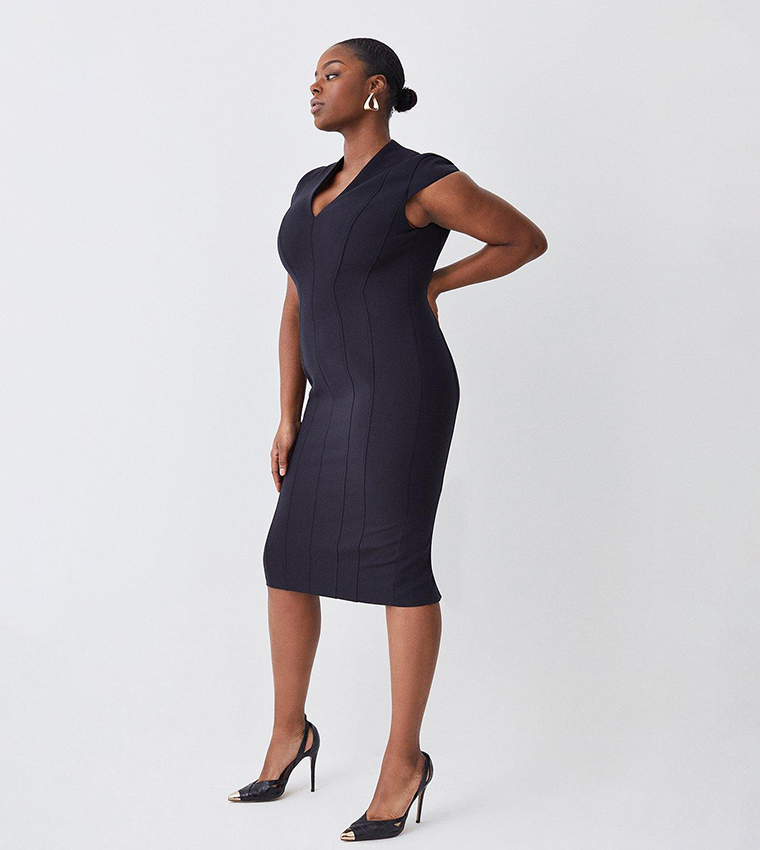 Buy Karen Millen Italian Compact Scuba Jersey Seamed Midi Dress In Black |  6thstreet UAE