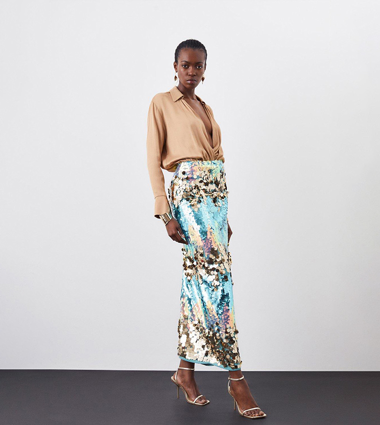 Sequin floral 2025 maxi skirt