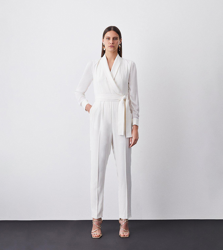 ◆KAREN MILLEN◆テーラードワイドレッグ ジャンプスーツ/ ivory bkk10442_ivory_xl.jpg