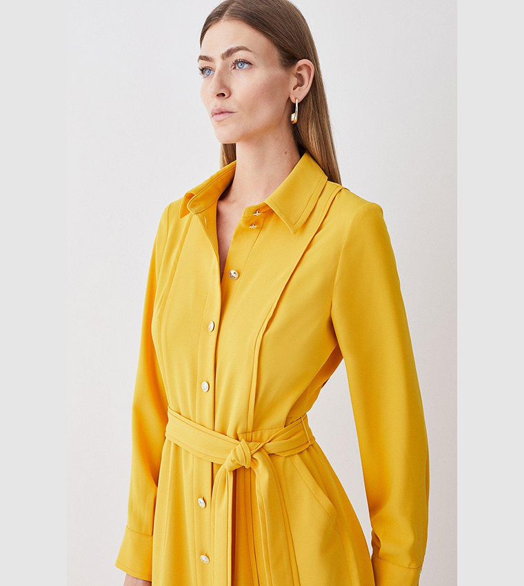 Buy Karen Millen Soft Tailored Pipe Detail Sleeved Shirt Dress In ...