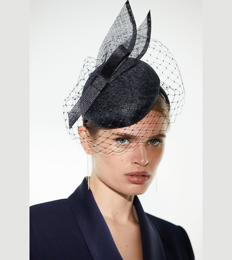 Buy Karen Millen Emily London Asymmetric Veiled Fascinator In Navy