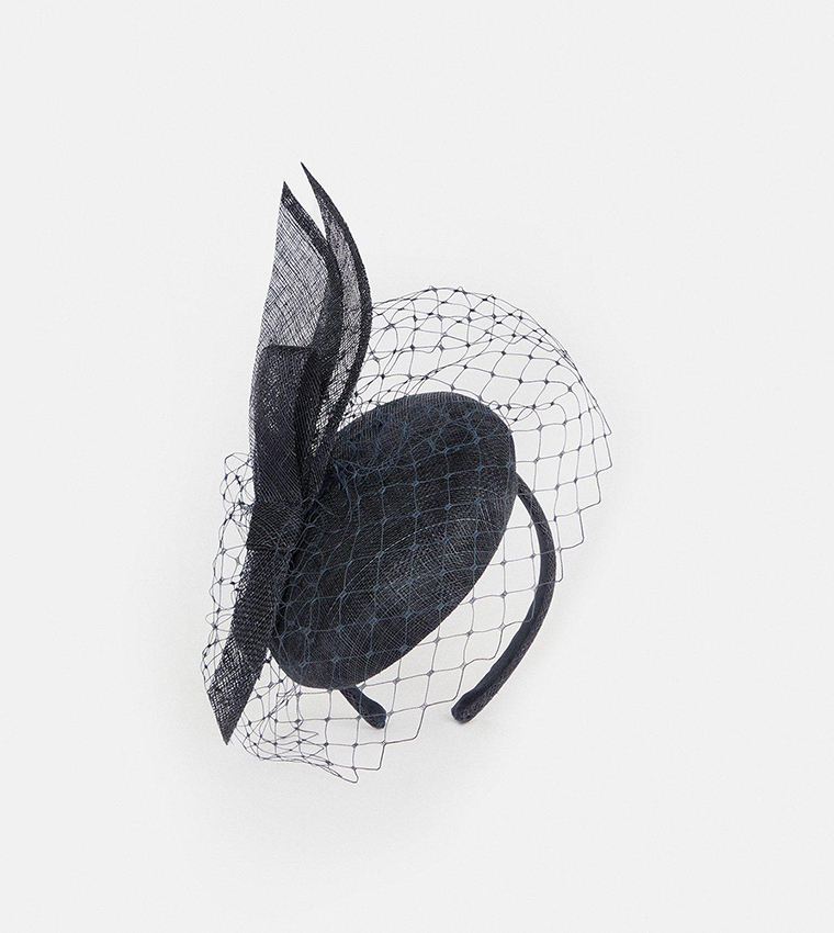 Buy Karen Millen Emily London Asymmetric Veiled Fascinator In Navy